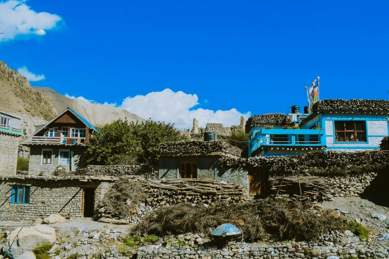 Traditional stone houses in a Mustang village