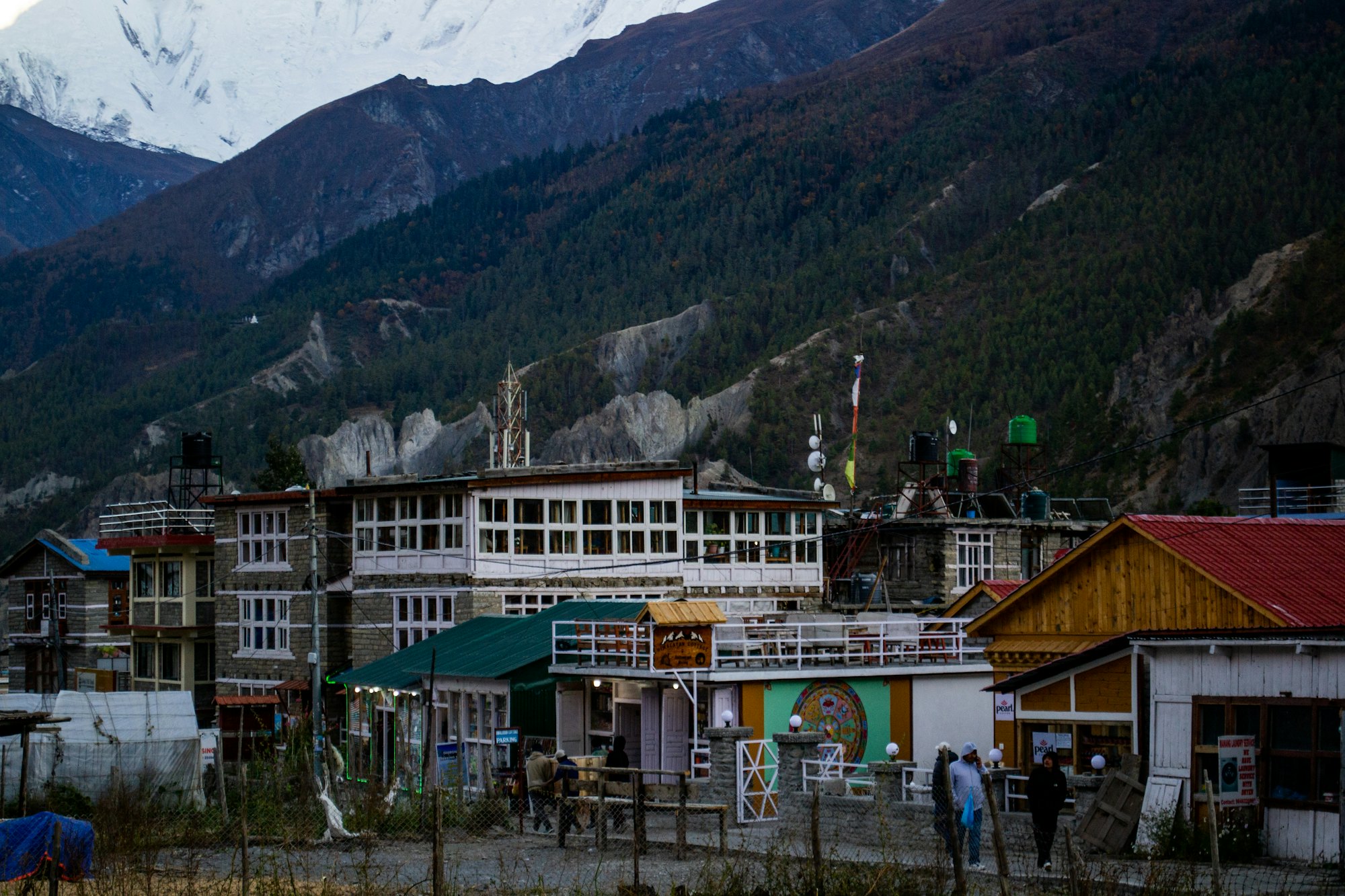 Village at the foot of Himalayan mountains in central Nepal