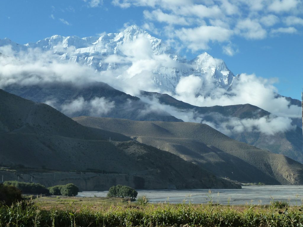 Kali Gandaki valley with snow peaks behind